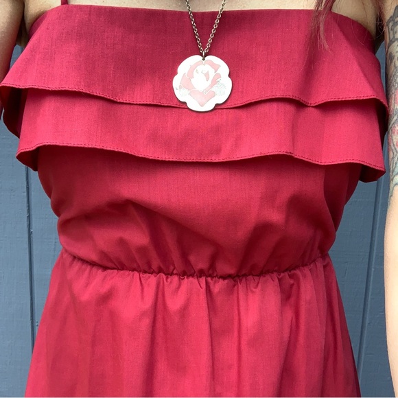 Vintage Entourage cranberry ruffle top dress Sz 11/12 - Picture 5 of 5